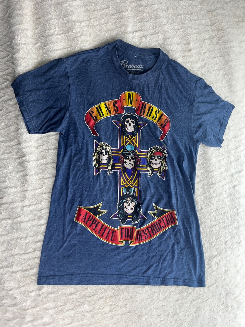 Bravado Blue Guns N' Roses Graphic Tee with Multicolor Print